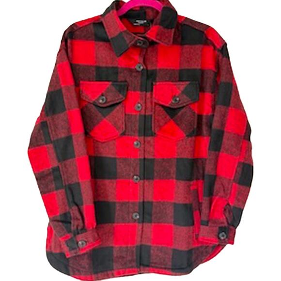 Member's Mark Red/Black Buffalo Check Button-Front Shacket Women's Small NWT - Picture 9 of 9